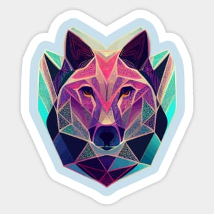 Colorful wolf geometric in hand drawn style Sticker